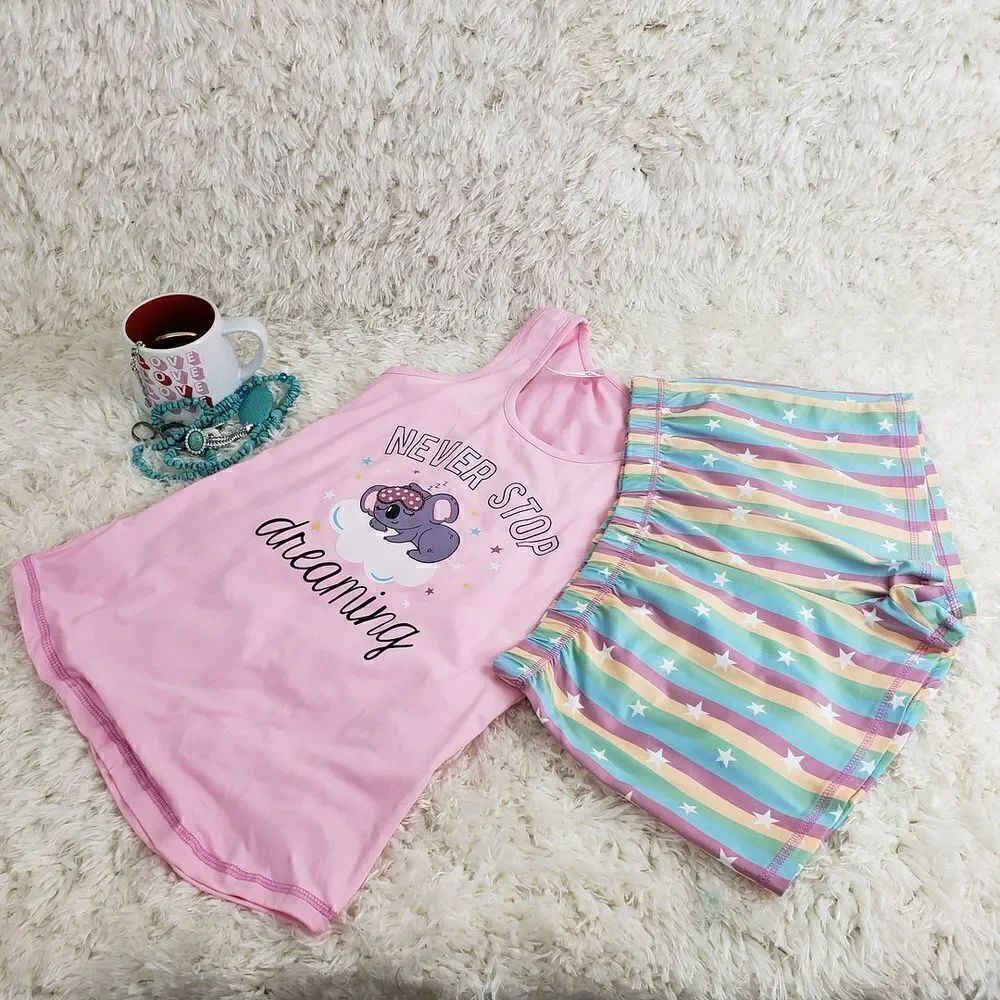 SLEEP & CO. MEDIUM  Pink 2 Pieces Tank Short Never Stop Dreaming  Sexy